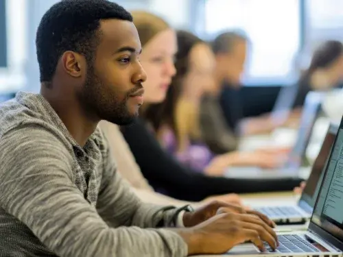 business team practicing business process with new erp software